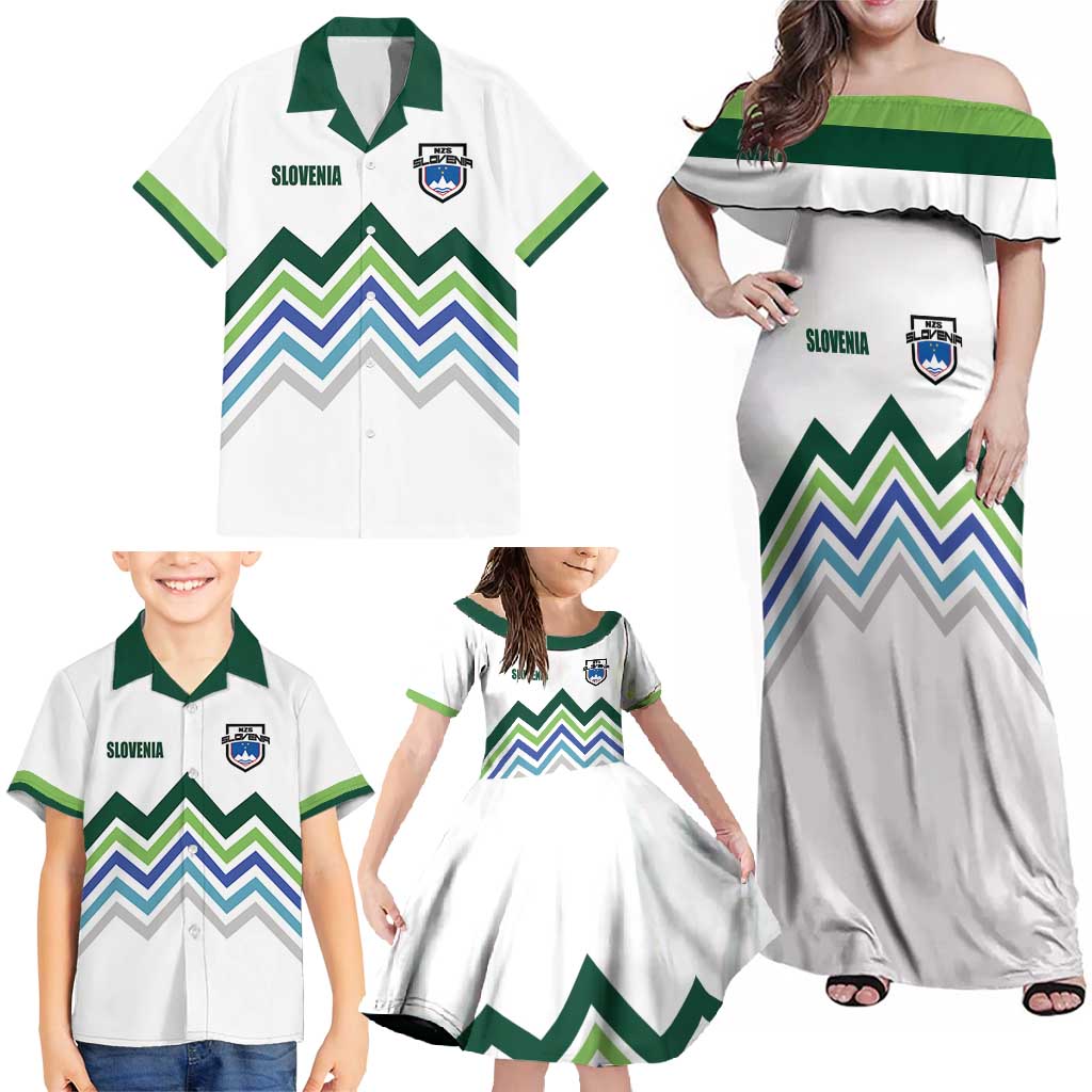 Custom Slovenia Football Family Matching Off Shoulder Maxi Dress and Hawaiian Shirt Sporty Style