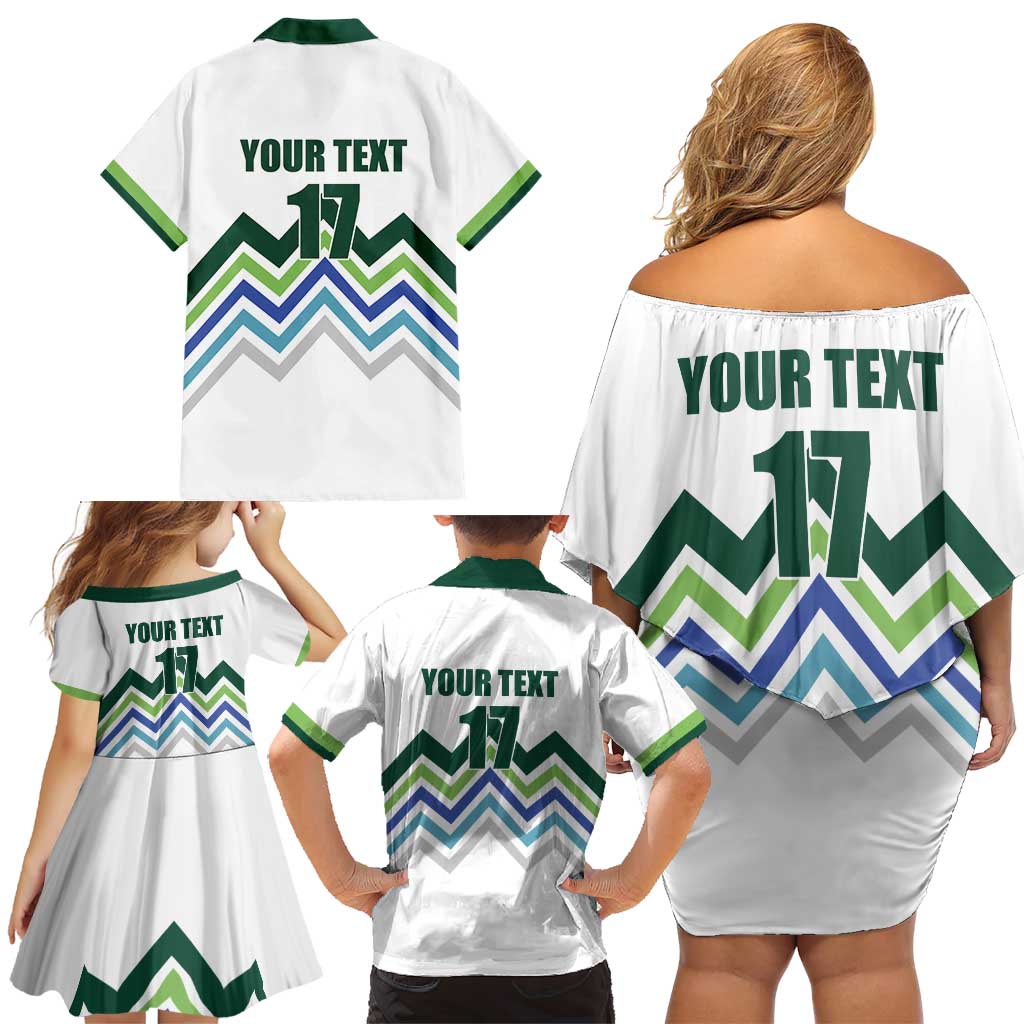 Custom Slovenia Football Family Matching Off Shoulder Short Dress and Hawaiian Shirt Sporty Style