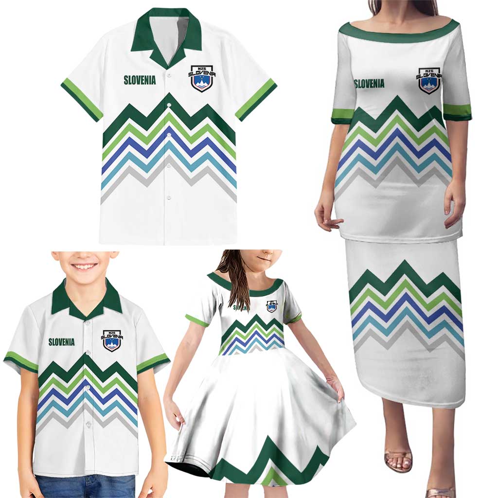 Custom Slovenia Football Family Matching Puletasi and Hawaiian Shirt Sporty Style