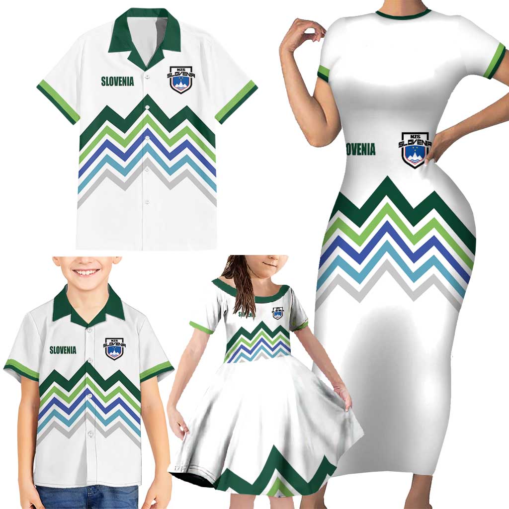 Custom Slovenia Football Family Matching Short Sleeve Bodycon Dress and Hawaiian Shirt Sporty Style