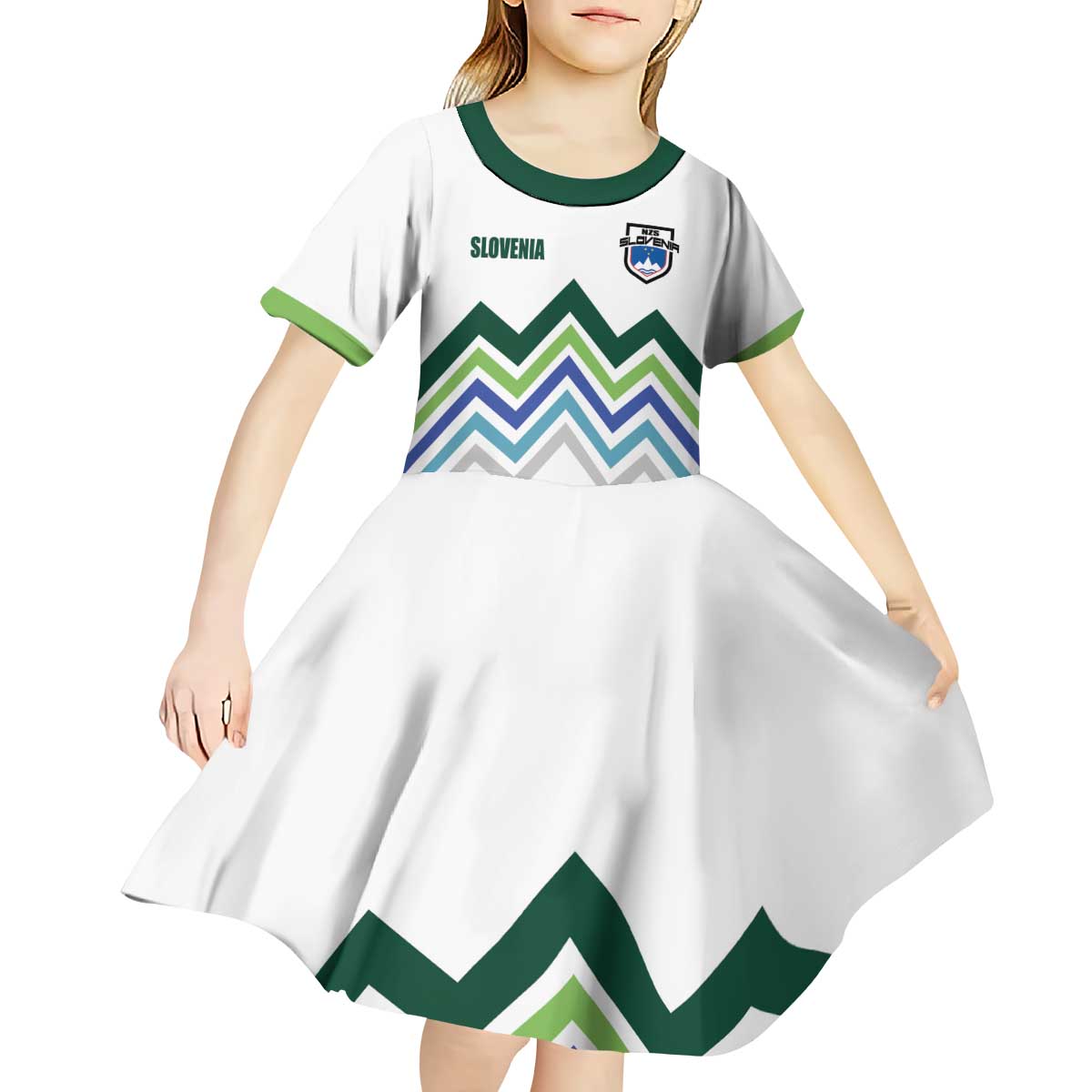 Custom Slovenia Football Kid Short Sleeve Dress Sporty Style