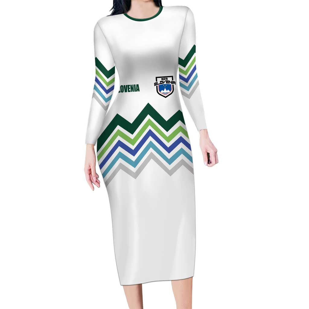 Custom Slovenia Football Long Sleeve Bodycon Dress Sporty Style