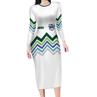 Custom Slovenia Football Long Sleeve Bodycon Dress Sporty Style