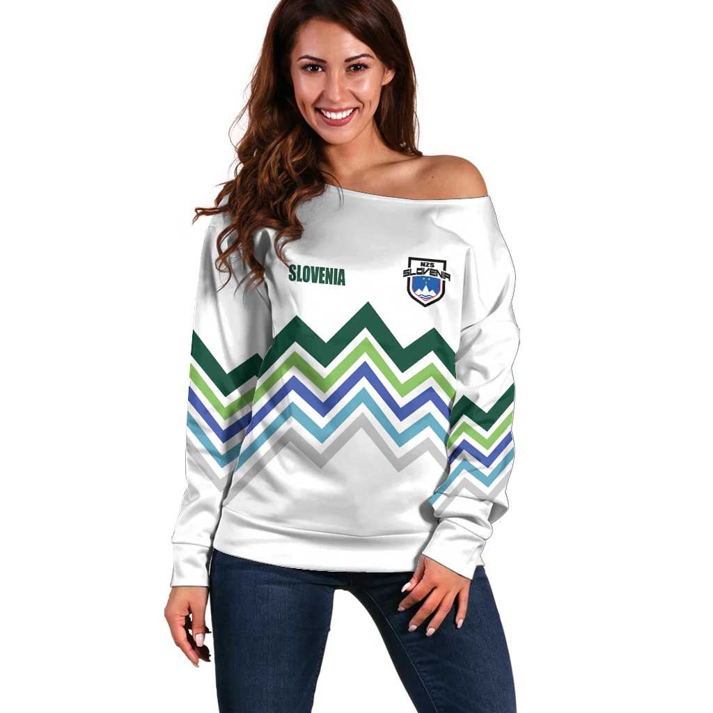Custom Slovenia Football Off Shoulder Sweater Sporty Style