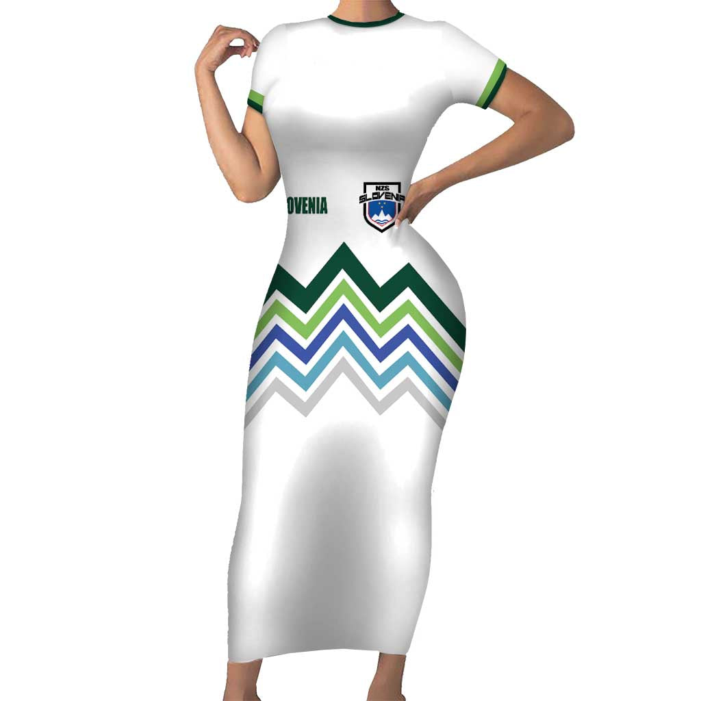 Custom Slovenia Football Short Sleeve Bodycon Dress Sporty Style