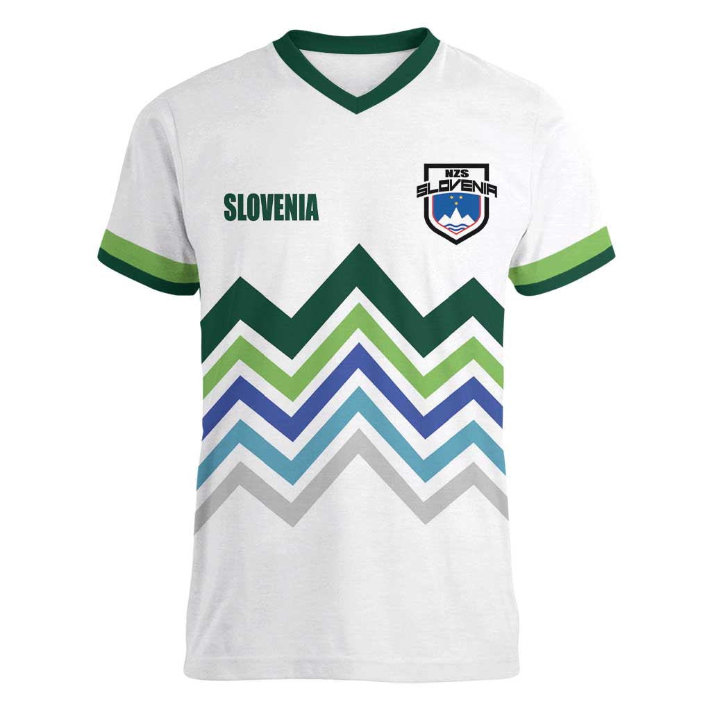 Custom Slovenia Football Women V-Neck T-Shirt Sporty Style