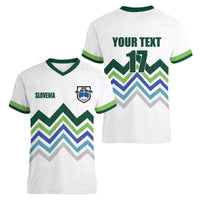 Custom Slovenia Football Women V-Neck T-Shirt Sporty Style