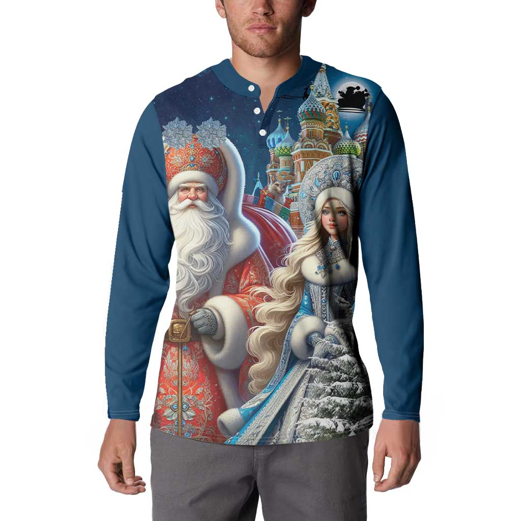 Russia Ded Moroz and Snegurochka Button Sweatshirt Orthodox Christmas Slavic Mythology LT17 - Wonder Print Shop