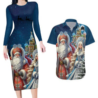 Russia Ded Moroz and Snegurochka Couples Matching Long Sleeve Bodycon Dress and Hawaiian Shirt Orthodox Christmas Slavic Mythology