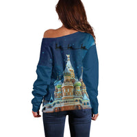 Russia Ded Moroz and Snegurochka Off Shoulder Sweater Orthodox Christmas Slavic Mythology LT17 - Wonder Print Shop