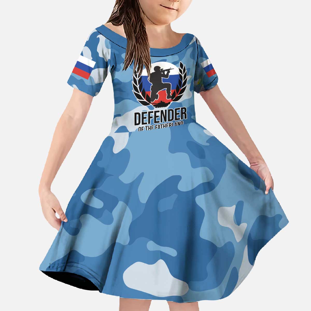 Russia Defender of the Fatherland Day Family Matching Off The Shoulder Long Sleeve Dress and Hawaiian Shirt 23th February