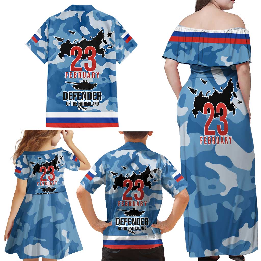 Russia Defender of the Fatherland Day Family Matching Off Shoulder Maxi Dress and Hawaiian Shirt 23th February LT17 - Wonder Print Shop