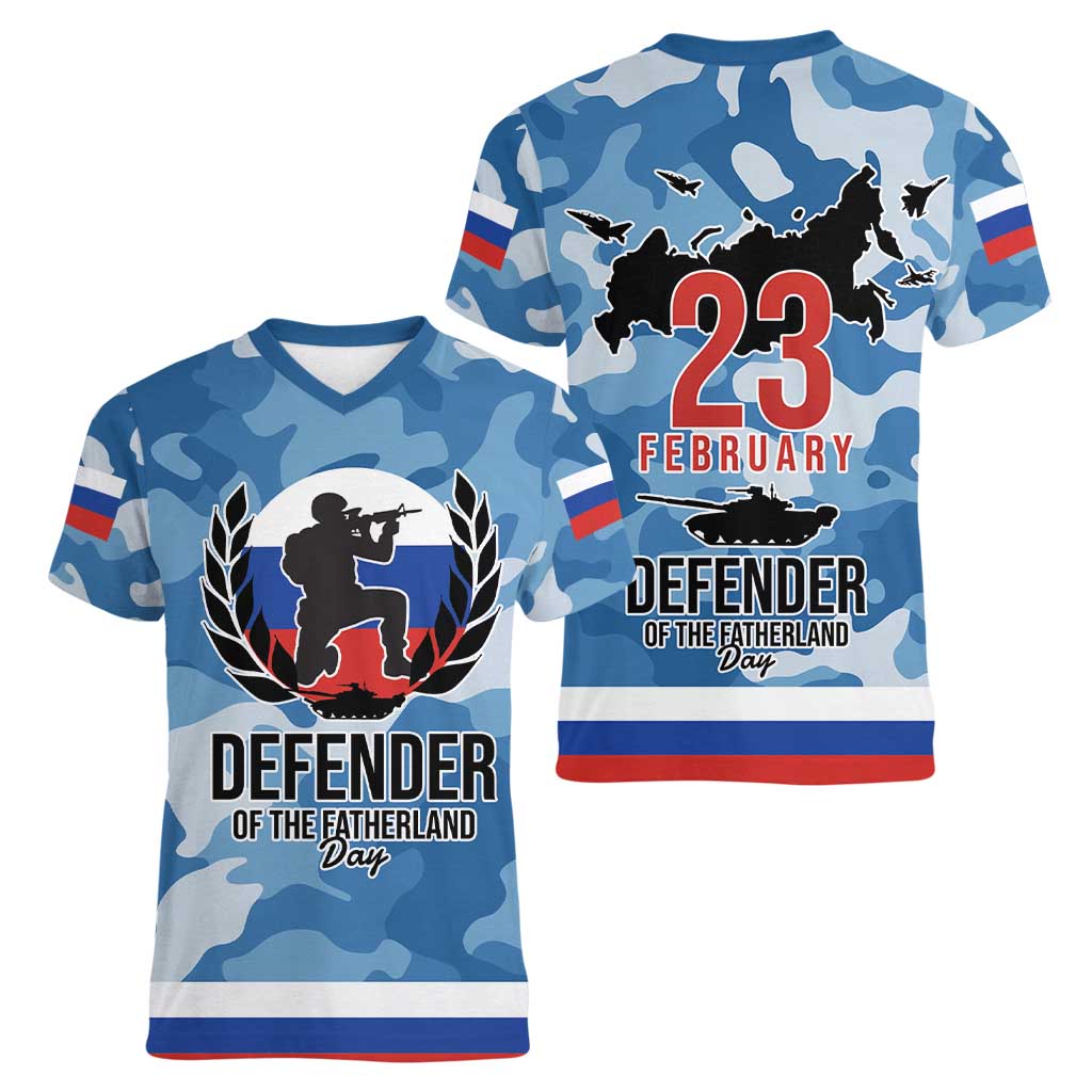 Russia Defender of the Fatherland Day Women V-Neck T-Shirt 23th February LT17 - Wonder Print Shop