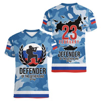 Russia Defender of the Fatherland Day Women V-Neck T-Shirt 23th February LT17 - Wonder Print Shop