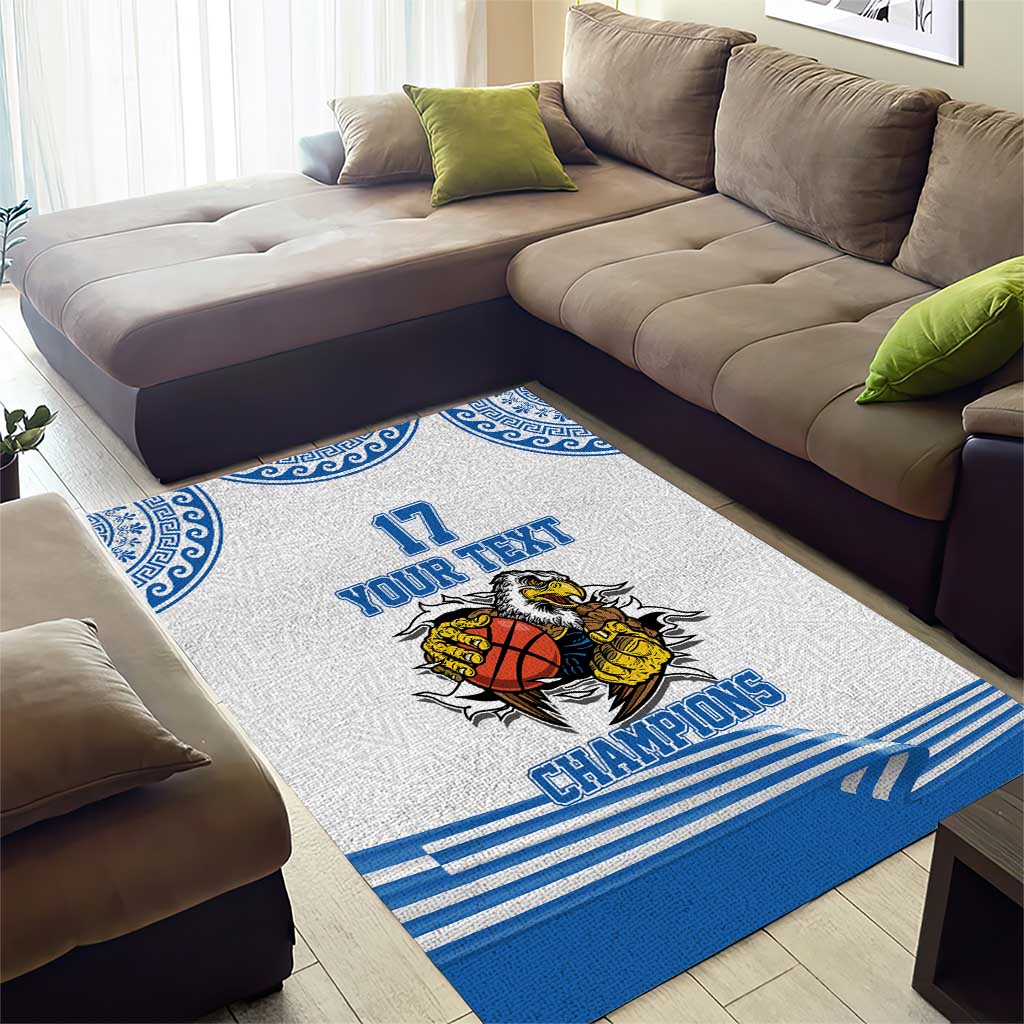 Custom Greece Basketball Champions Area Rug Sporty Style with Eagle Mascot