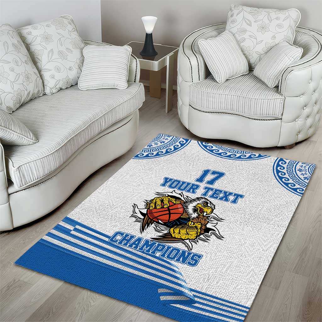 Custom Greece Basketball Champions Area Rug Sporty Style with Eagle Mascot