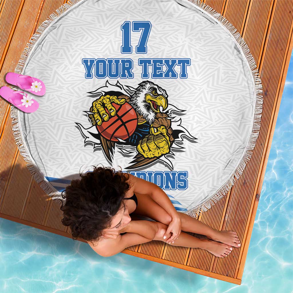 Custom Greece Basketball Champions Beach Blanket Sporty Style with Eagle Mascot