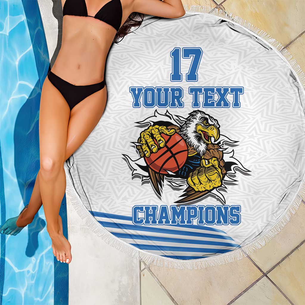 Custom Greece Basketball Champions Beach Blanket Sporty Style with Eagle Mascot