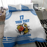 Custom Greece Basketball Champions Bedding Set Sporty Style with Eagle Mascot
