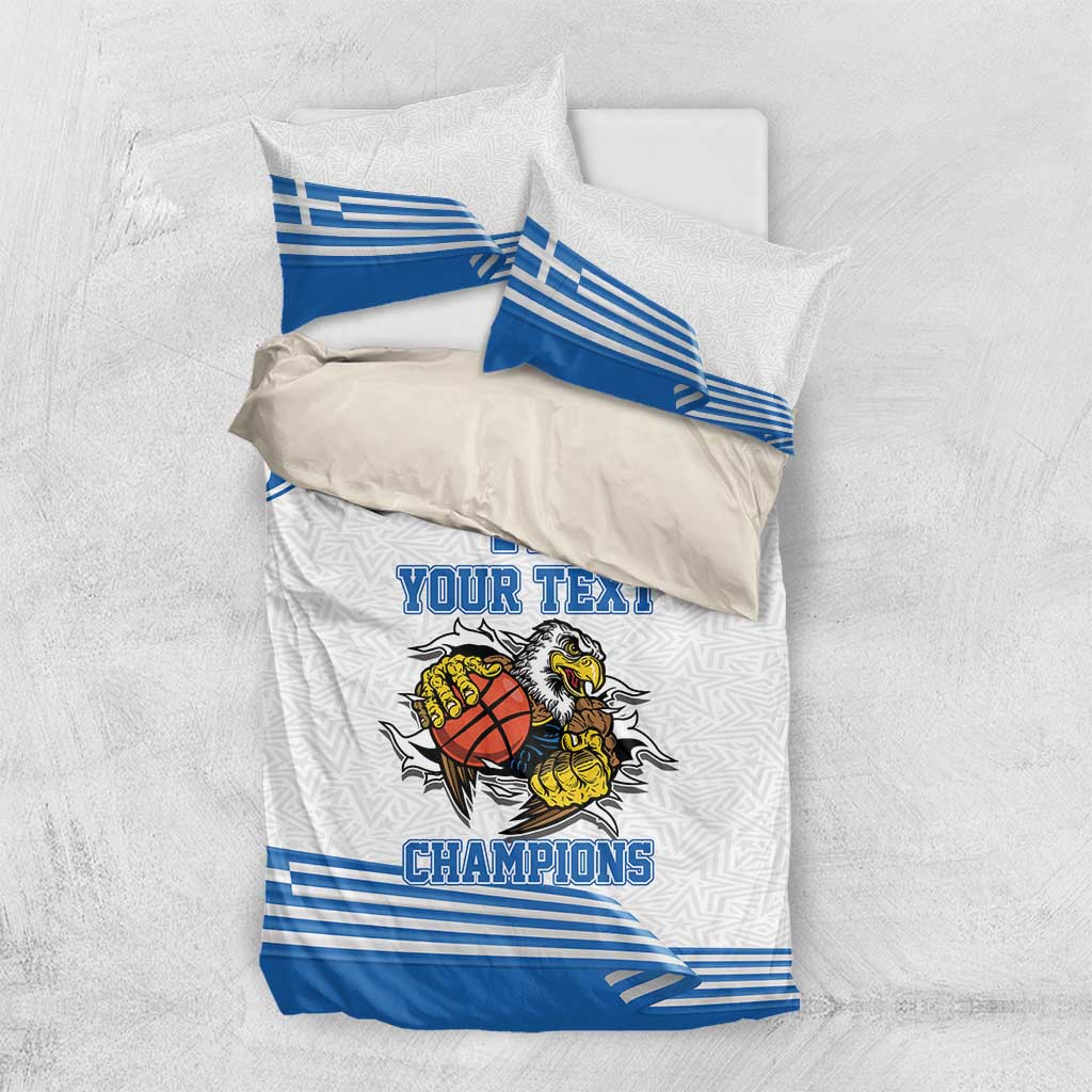 Custom Greece Basketball Champions Bedding Set Sporty Style with Eagle Mascot
