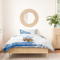 Custom Greece Basketball Champions Bedding Set Sporty Style with Eagle Mascot
