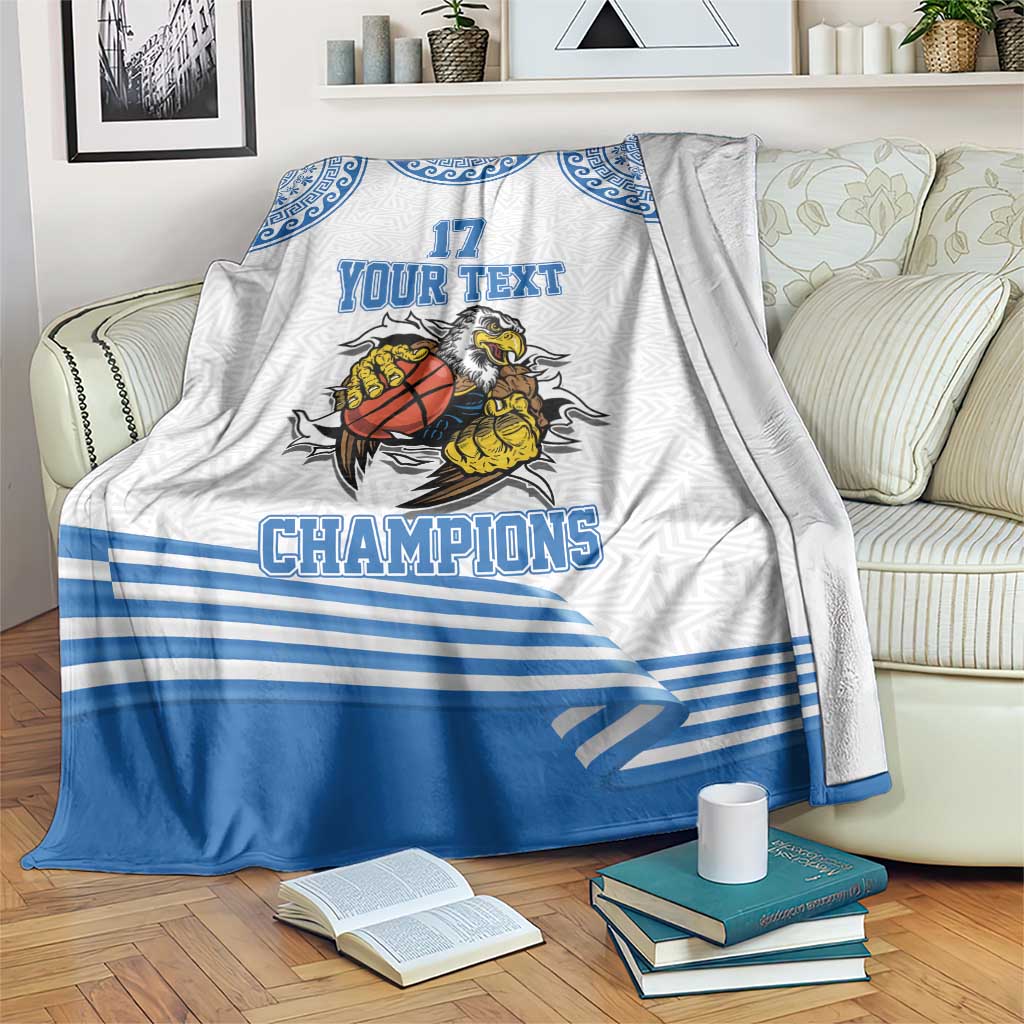 Custom Greece Basketball Champions Blanket Sporty Style with Eagle Mascot