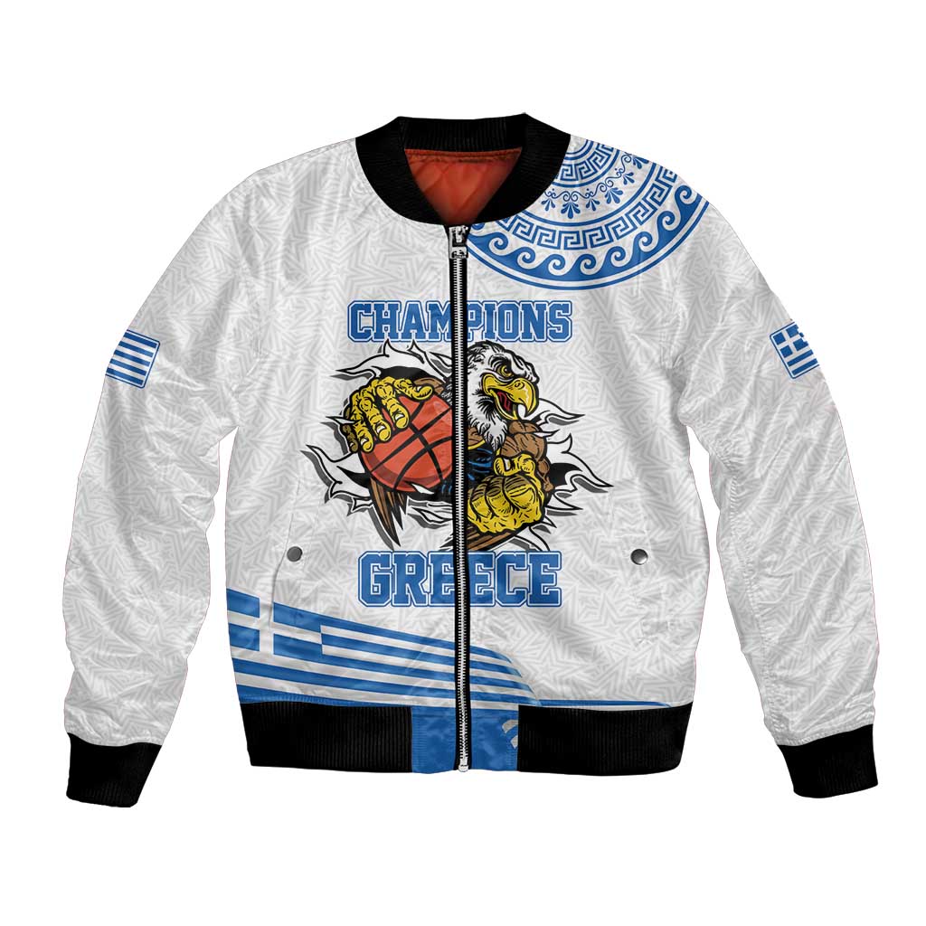 Custom Greece Basketball Champions Bomber Jacket Sporty Style with Eagle Mascot