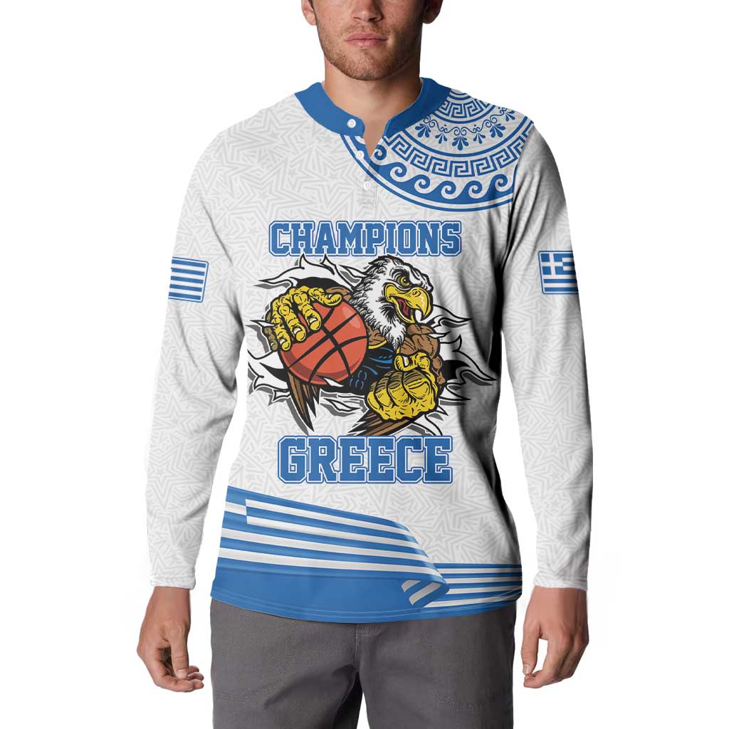 Custom Greece Basketball Champions Button Sweatshirt Sporty Style with Eagle Mascot