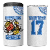 Custom Greece Basketball Champions 4 in 1 Can Cooler Tumbler Sporty Style with Eagle Mascot