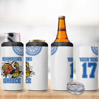 Custom Greece Basketball Champions 4 in 1 Can Cooler Tumbler Sporty Style with Eagle Mascot