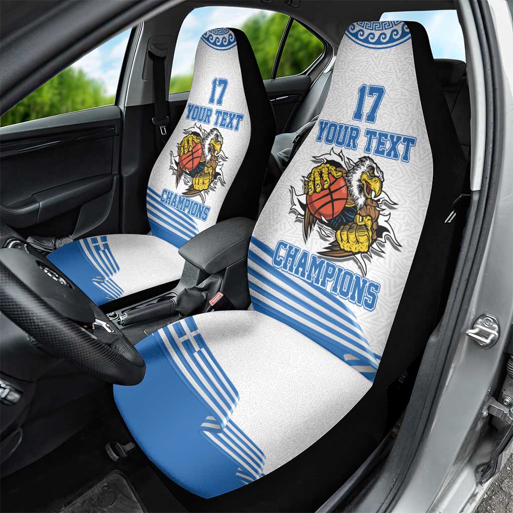 Custom Greece Basketball Champions Car Seat Cover Sporty Style with Eagle Mascot
