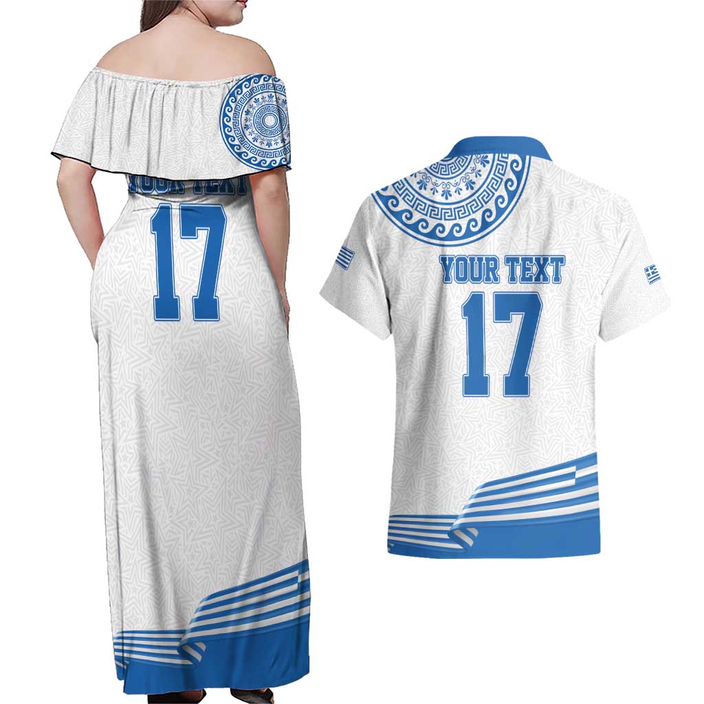 Custom Greece Basketball Champions Couples Matching Off Shoulder Maxi Dress and Hawaiian Shirt Sporty Style with Eagle Mascot