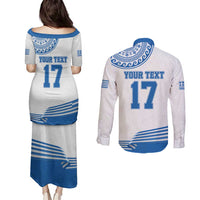 Custom Greece Basketball Champions Couples Matching Puletasi and Long Sleeve Button Shirt Sporty Style with Eagle Mascot