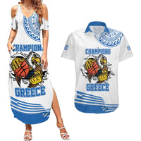 Custom Greece Basketball Champions Couples Matching Summer Maxi Dress and Hawaiian Shirt Sporty Style with Eagle Mascot
