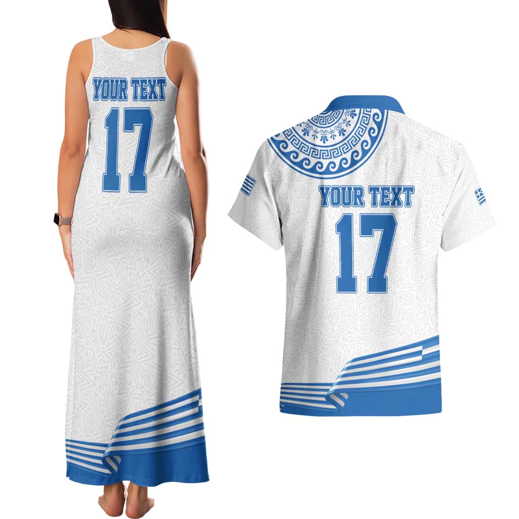 Custom Greece Basketball Champions Couples Matching Tank Maxi Dress and Hawaiian Shirt Sporty Style with Eagle Mascot