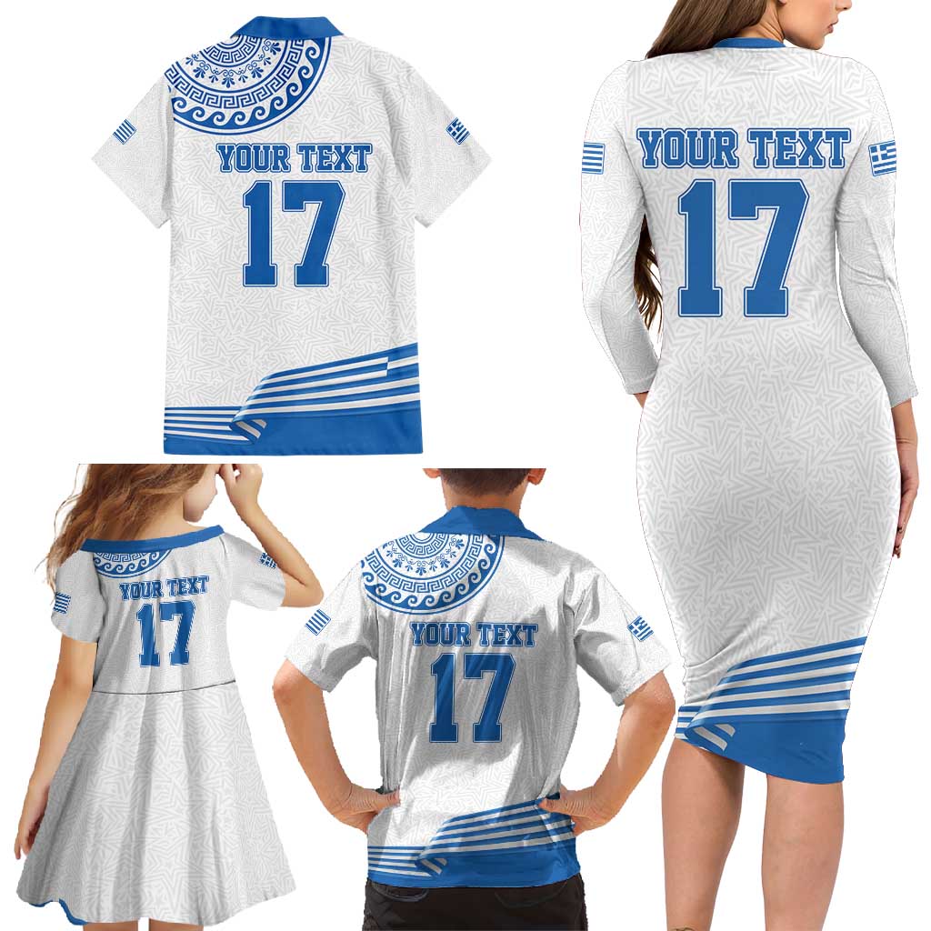 Custom Greece Basketball Champions Family Matching Long Sleeve Bodycon Dress and Hawaiian Shirt Sporty Style with Eagle Mascot
