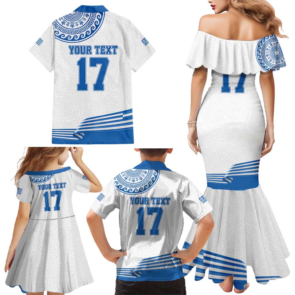 Custom Greece Basketball Champions Family Matching Mermaid Dress and Hawaiian Shirt Sporty Style with Eagle Mascot