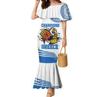 Custom Greece Basketball Champions Family Matching Mermaid Dress and Hawaiian Shirt Sporty Style with Eagle Mascot