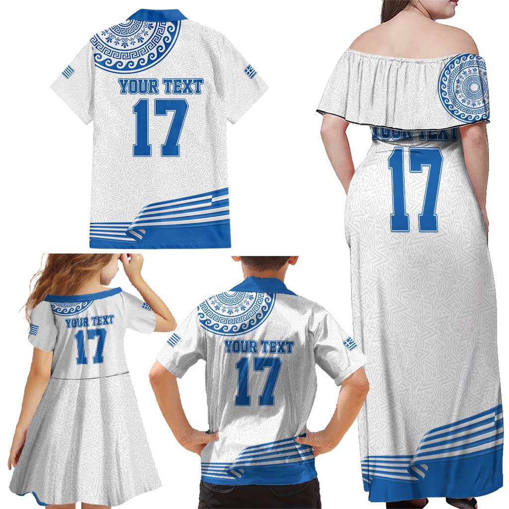 Custom Greece Basketball Champions Family Matching Off Shoulder Maxi Dress and Hawaiian Shirt Sporty Style with Eagle Mascot