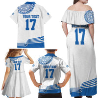 Custom Greece Basketball Champions Family Matching Off Shoulder Maxi Dress and Hawaiian Shirt Sporty Style with Eagle Mascot