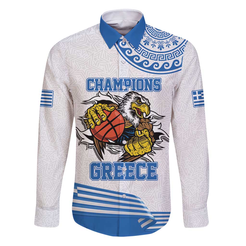 Custom Greece Basketball Champions Family Matching Puletasi and Hawaiian Shirt Sporty Style with Eagle Mascot