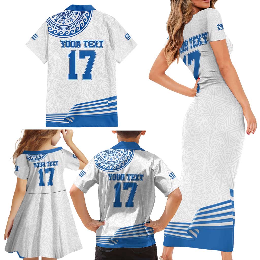 Custom Greece Basketball Champions Family Matching Short Sleeve Bodycon Dress and Hawaiian Shirt Sporty Style with Eagle Mascot