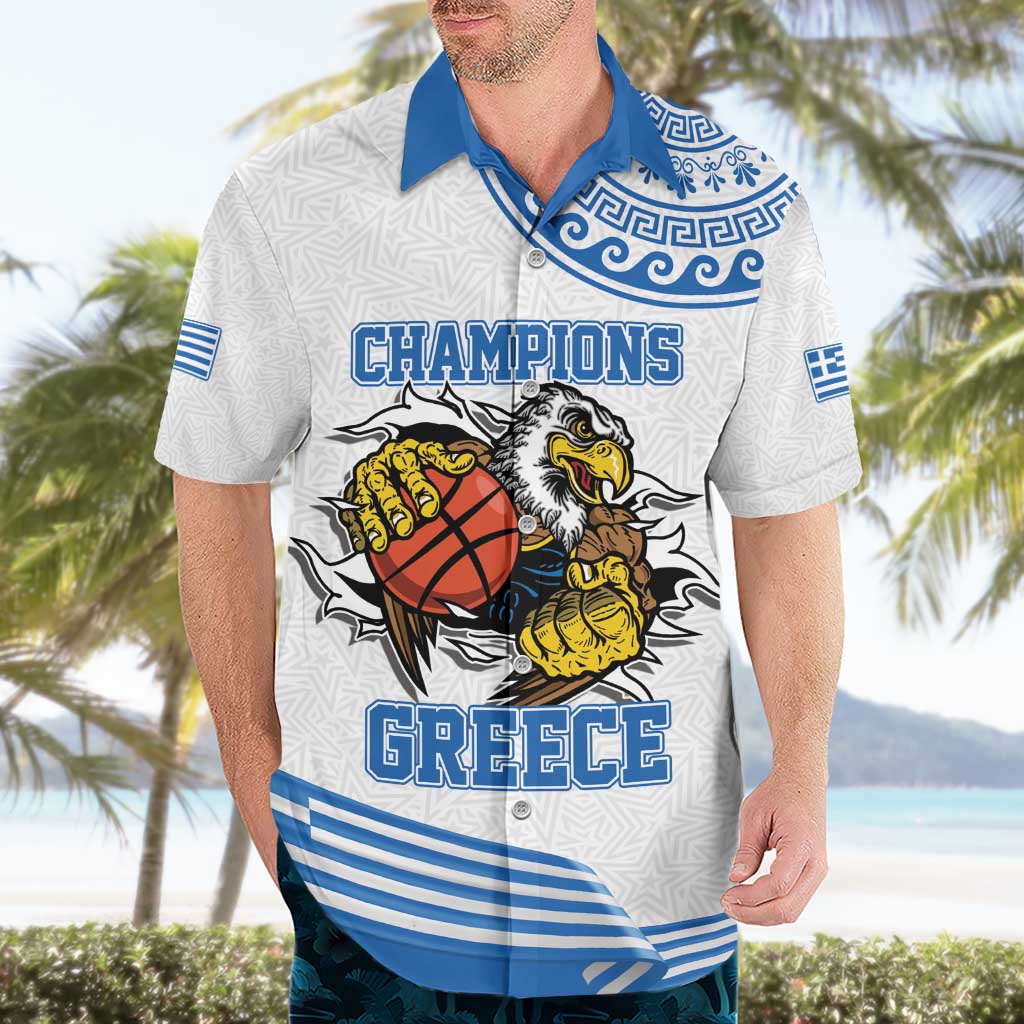 Custom Greece Basketball Champions Hawaiian Shirt Sporty Style with Eagle Mascot