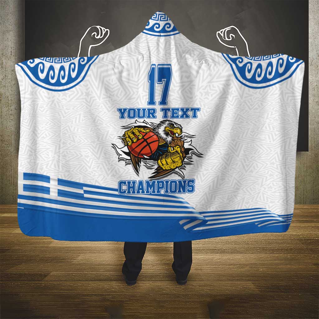 Custom Greece Basketball Champions Hooded Blanket Sporty Style with Eagle Mascot