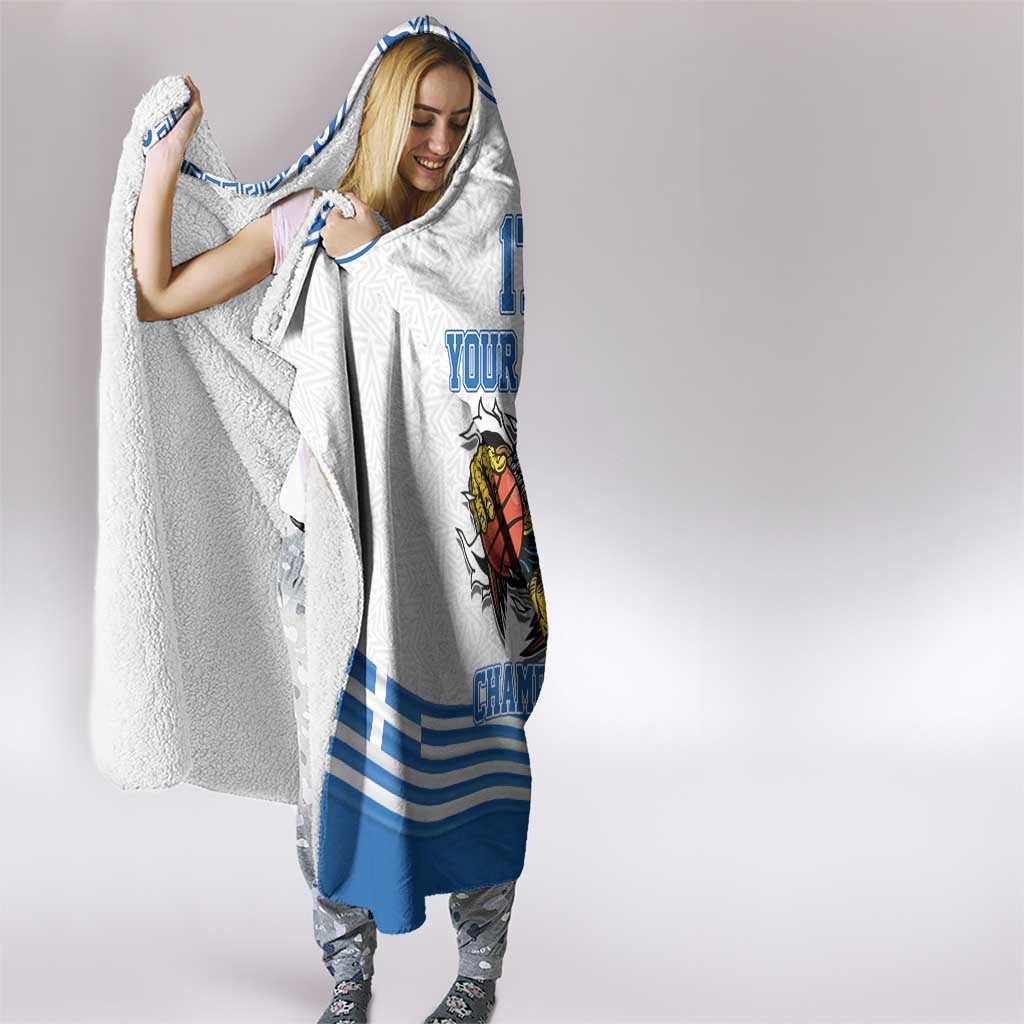 Custom Greece Basketball Champions Hooded Blanket Sporty Style with Eagle Mascot
