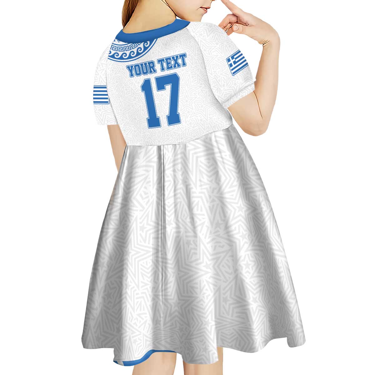 Custom Greece Basketball Champions Kid Short Sleeve Dress Sporty Style with Eagle Mascot