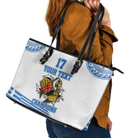 Custom Greece Basketball Champions Leather Tote Bag Sporty Style with Eagle Mascot