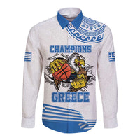 Custom Greece Basketball Champions Long Sleeve Button Shirt Sporty Style with Eagle Mascot