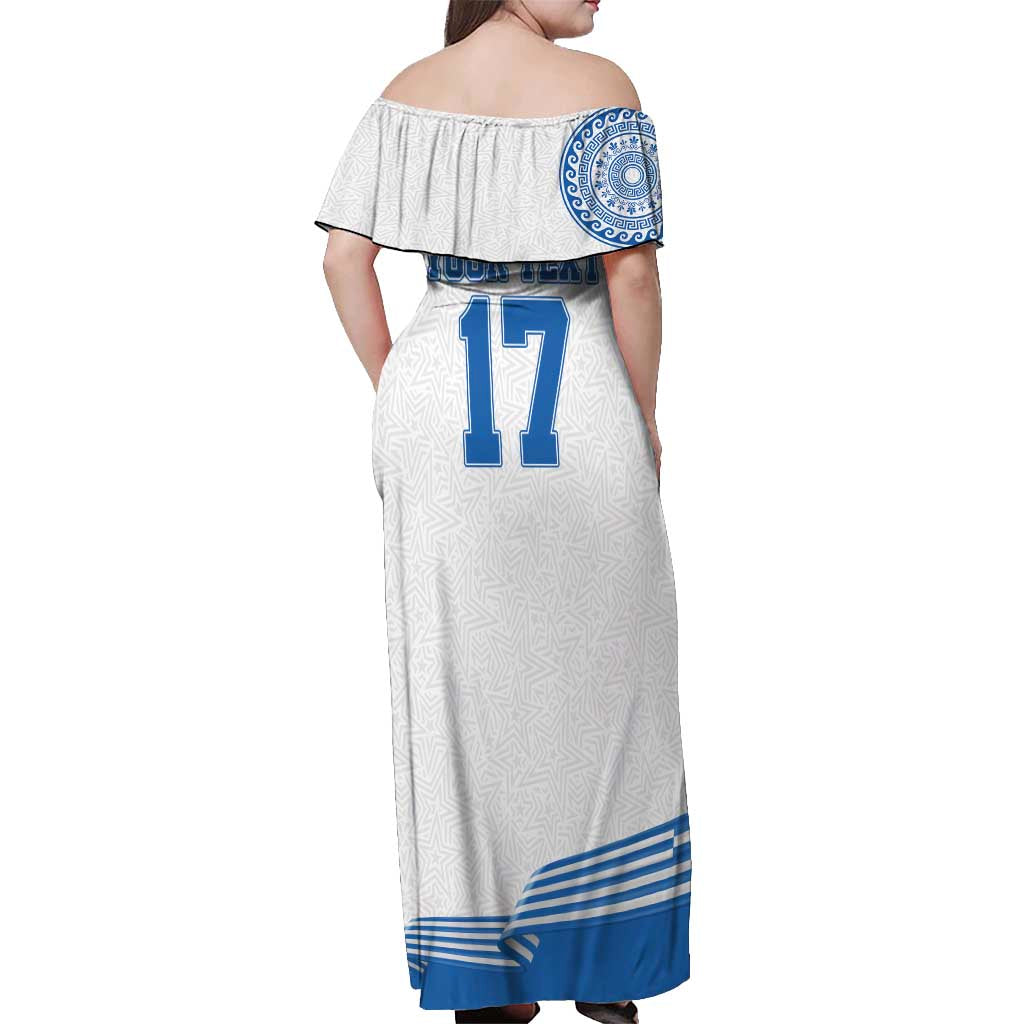 Custom Greece Basketball Champions Off Shoulder Maxi Dress Sporty Style with Eagle Mascot