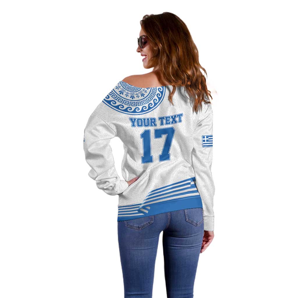 Custom Greece Basketball Champions Off Shoulder Sweater Sporty Style with Eagle Mascot